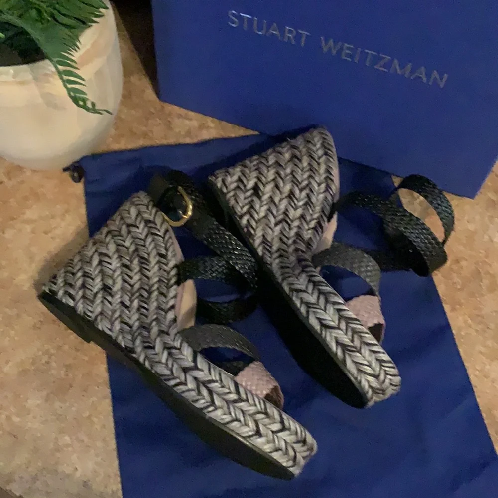 Stuart Weitzman Elsie Woven Wedges - Picture 3 of 8